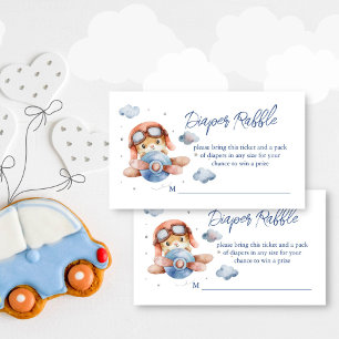 Carte D'accompagnement Petit baby shower d'avion-pilote tombole