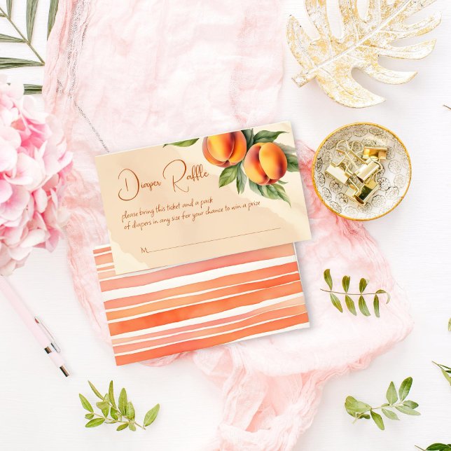 Carte D'accompagnement Petit baby shower de pêche doux tombole (Sweet little peach baby shower diaper raffle enclosure card summer spring peach themed baby shower )