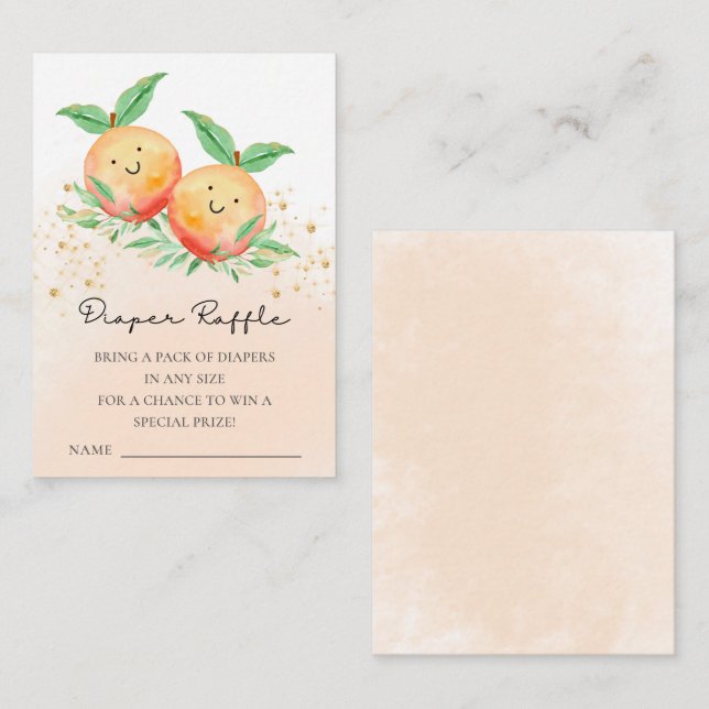 Carte D'accompagnement Petit Baby shower de pêches doux Raffle de couche (Devant / Derrière)