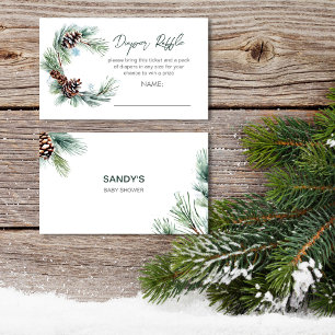 Carte D'accompagnement Petit baby shower d'hiver pin wreath diaper tombol