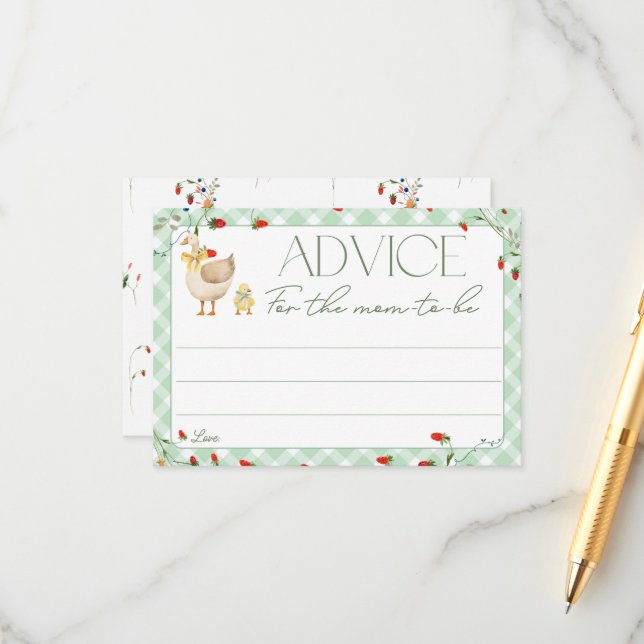 Carte D'accompagnement Petit Baby shower d'oie stupide Conseils pour mama (Devant/Arrière en situation)