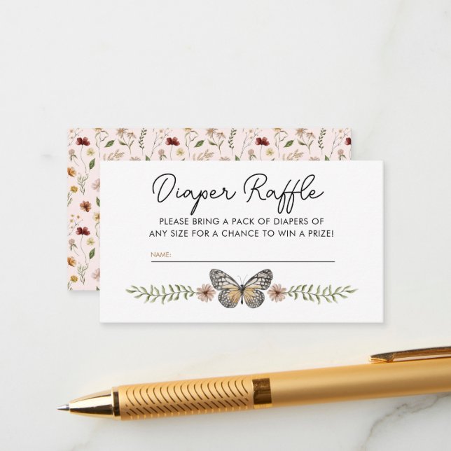 Carte D'accompagnement Petit Baby shower Fleur sauvage de  de carafe rose (Devant/Arrière en situation)