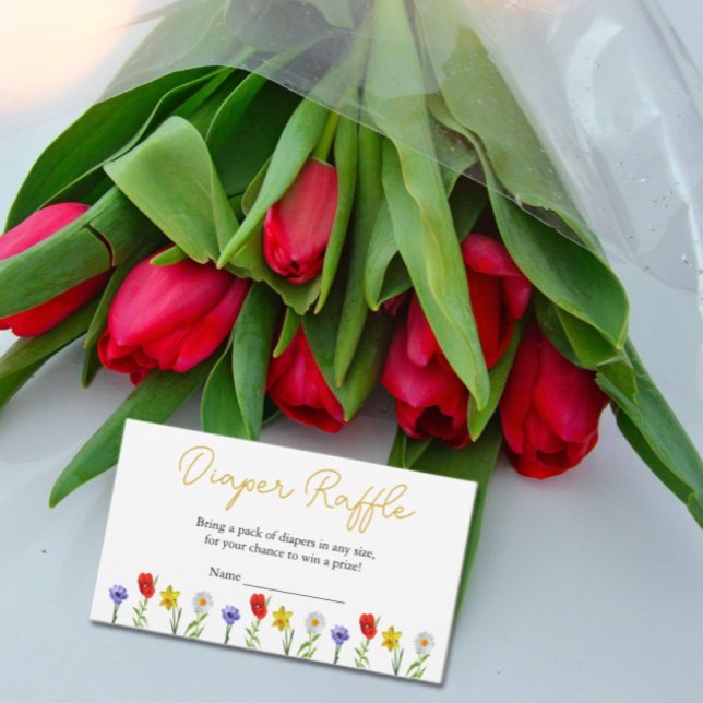 Carte D'accompagnement Petit Baby shower Fleur sauvage Déchets Raffle (Créateur téléchargé)