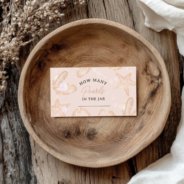 Carte D'accompagnement Petit baby shower océanique Combien de perles (Cute ocean little baby shower How many pearls Enclosure Card)