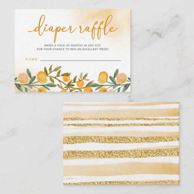 Carte D'accompagnement Petit Baby shower orange Cutie Raffin de couche (Devant / Derrière)