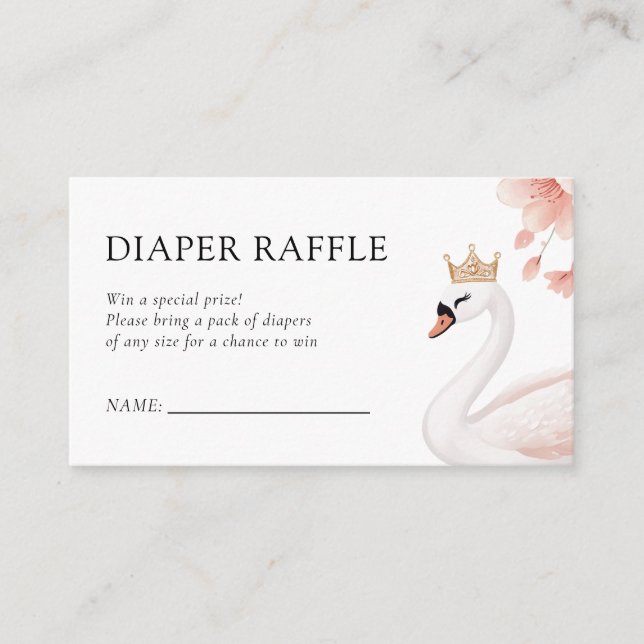 Carte D'accompagnement Petit Baby shower princesse Swan Déchets Raffle (Devant)
