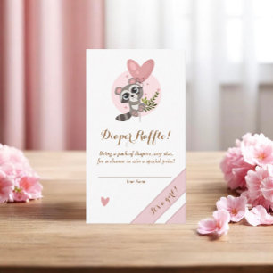 Carte D'accompagnement Petit Baby shower raccoon minimaliste de couche