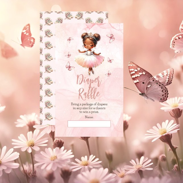 Carte D'accompagnement Petit Baby shower rose Ballerina Raffle de couche (A Sweet Little Ballerina Is On The Way & We're TUTU Excited Pink Girl Baby Shower Diaper Raffle Card)