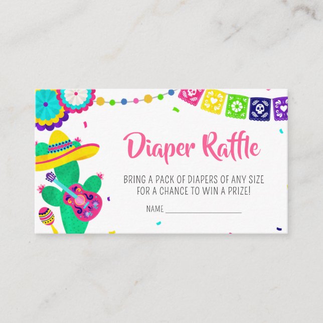 Carte D'accompagnement Petit Baby shower Senorita Fiesta Déchets Raffle (Devant)