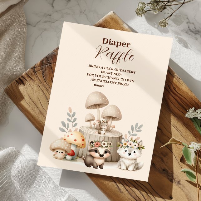Carte D'accompagnement Petit bébé Boho Woodland Diapper Raffle (Créateur téléchargé)