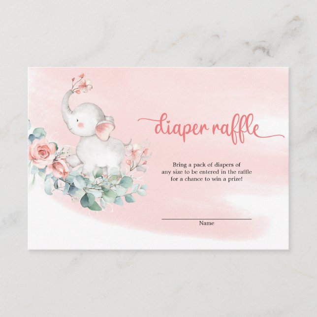 Carte D'accompagnement Petit bébé éléphant doux eucalyptus tombole de cou (Devant)