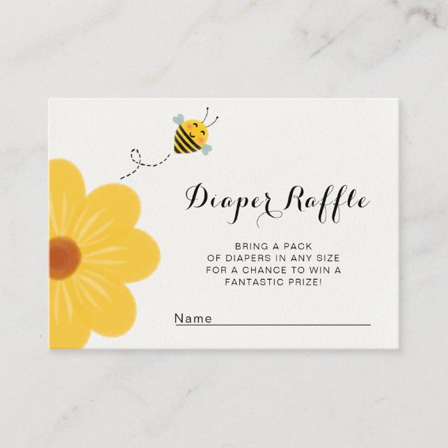 Carte D'accompagnement Petit Bee Jaune Fleur Baby shower tombole de couch (Devant)