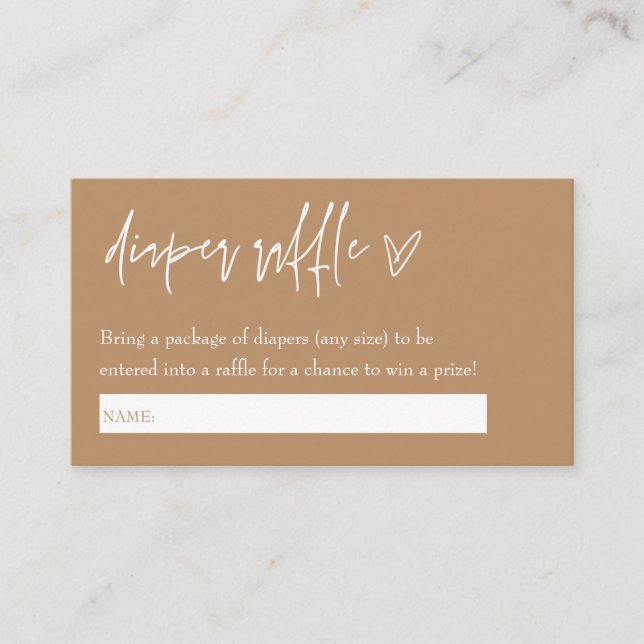 Carte D'accompagnement Petit Boho Neutral Hello Baby Diaper Raffle (Devant)