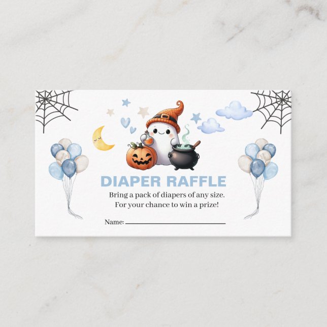 Carte D'accompagnement Petit Boo Halloween Boy Baby shower Déchets Raffle (Devant)