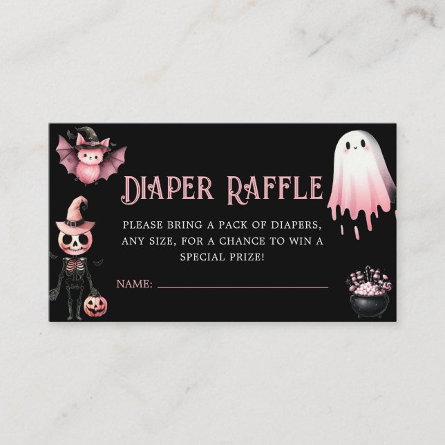 Carte D'accompagnement Petit Boo rose Halloween Baby shower Déchets Raffe (Devant)