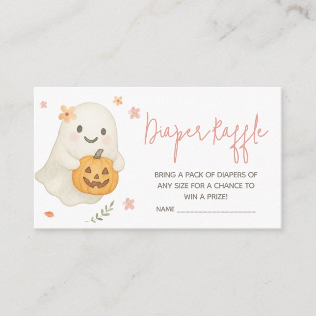 Carte D'accompagnement Petit Boo rose Halloween BabyDouche Déchets Raffle (Devant)