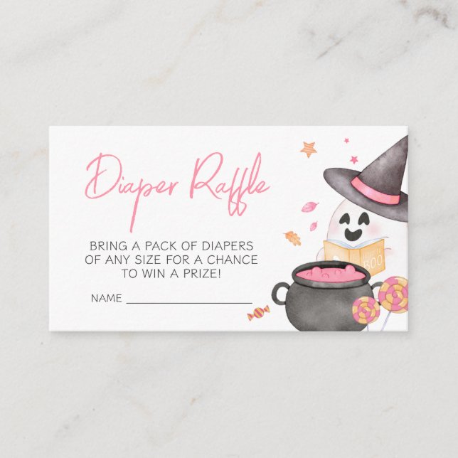Carte D'accompagnement Petit Boo rose Halloween Raffle de couche (Devant)