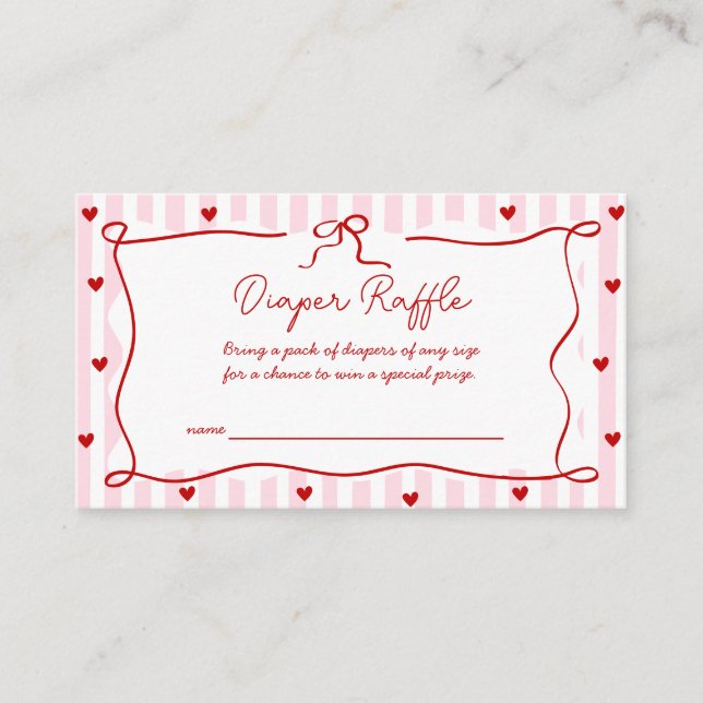 Carte D'accompagnement Petit Chéri Valentin Tirage au Sort Couches Bébé  (Devant)