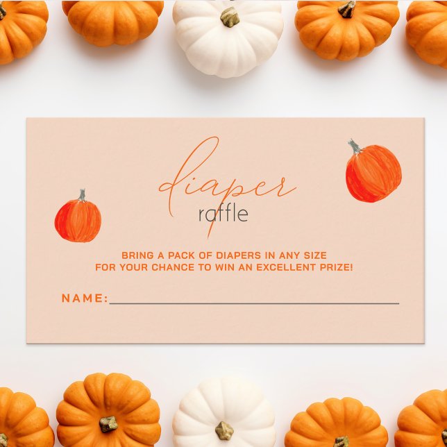Carte D'accompagnement Petit Citrouille Baby shower d'automne Déchets Raf (Little Pumpkin Fall Baby Shower Diaper Raffle Enclosure Card )