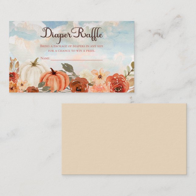 Carte D'accompagnement Petit Citrouille | Baby shower d'automne Raffin de (Devant / Derrière)