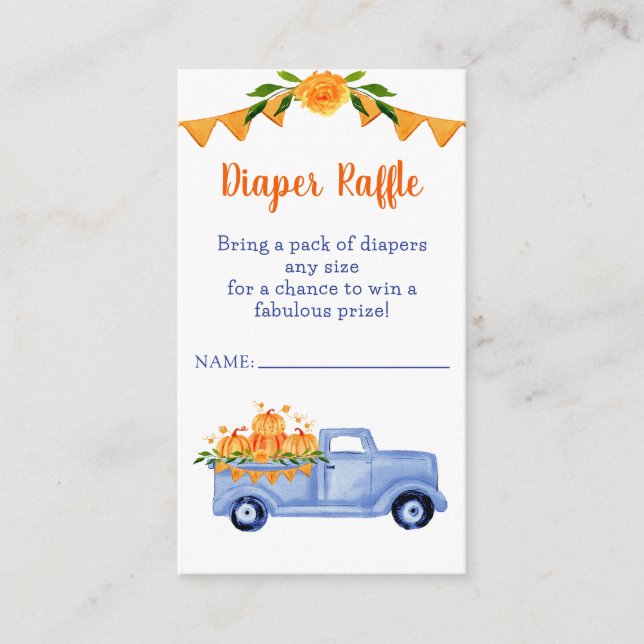 Carte D'accompagnement Petit Citrouille Baby shower de  de couches Raffle (Devant)