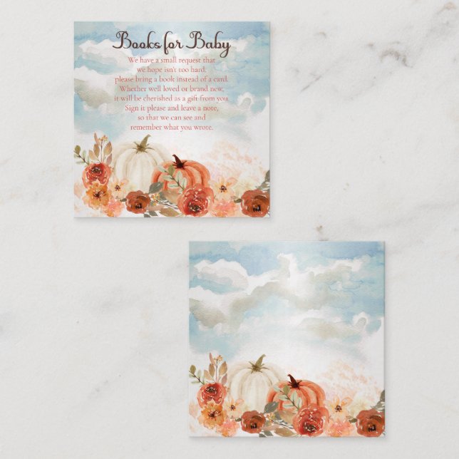 Carte D'accompagnement Petit Citrouille | Fall Girl Books for Baby shower (Devant / Derrière)