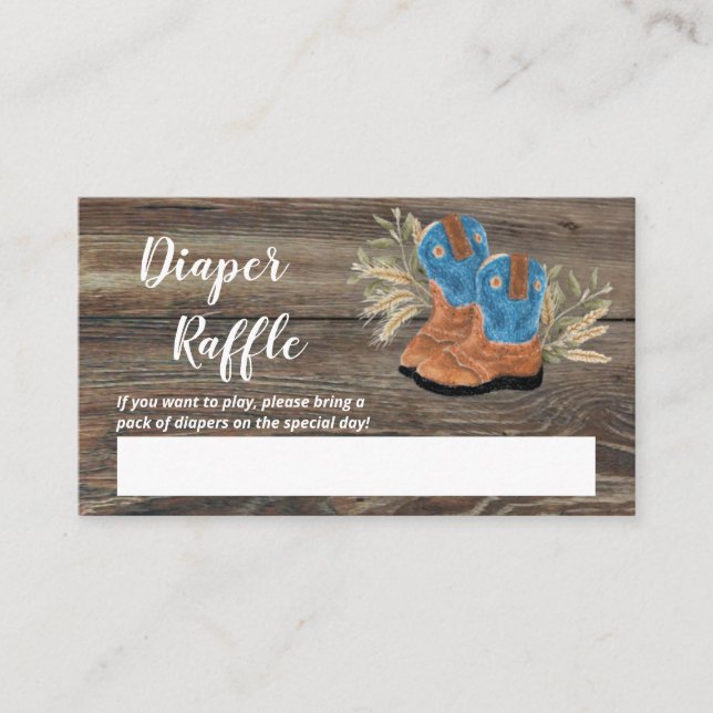 Carte D'accompagnement Petit Cowboy Bootie Baby shower Déchets Raffle Enc (Devant)
