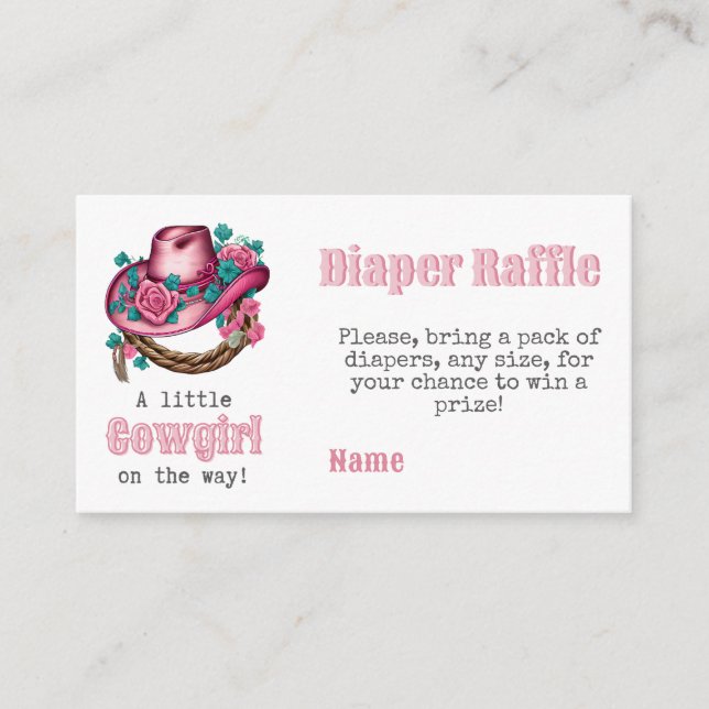 Carte D'accompagnement Petit Cowgirl Western rose Casquette Baby shower f (Devant)