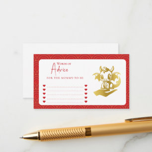 Carte D'accompagnement Petit Dragon Mots De Conseil Baby shower