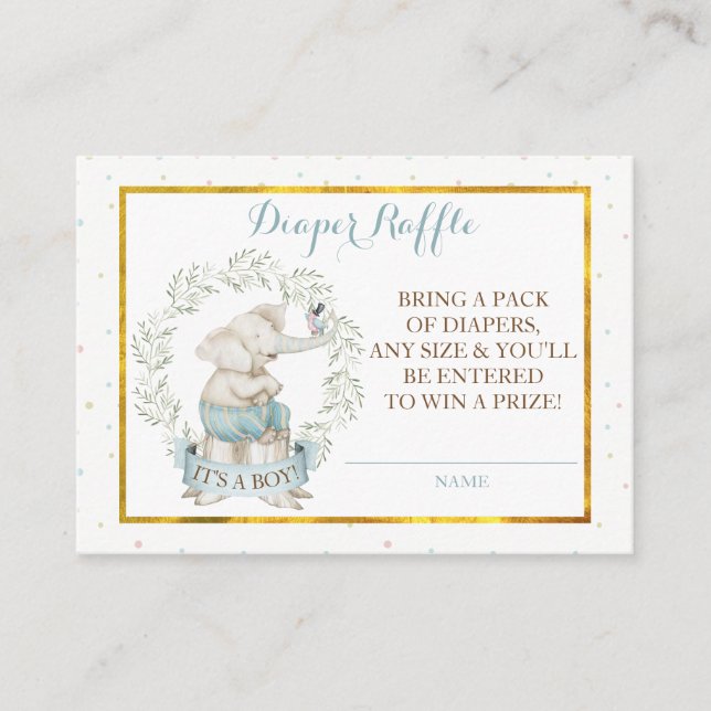 Carte D'accompagnement Petit Eléphant Baby shower Déchets Raffle (Devant)