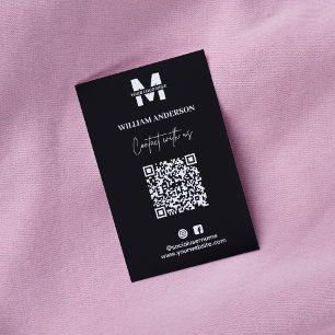 Carte D'accompagnement Petit Entreprise Instagram Facebook QR Code noir