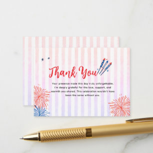Carte D'accompagnement Petit Feu d'Artifice 4 Juillet Merci