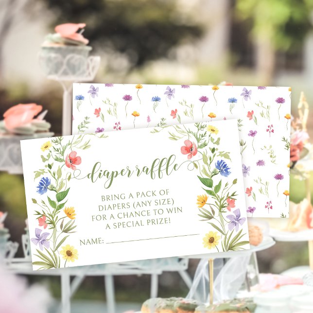 Carte D'accompagnement Petit fleur sauvage bébé fille douche tombole de c (Créateur téléchargé)