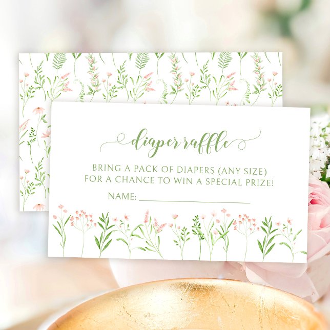 Carte D'accompagnement Petit fleur sauvage rose tombole de baby shower (Créateur téléchargé)