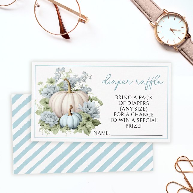 Carte D'accompagnement Petit garçon citrouille bleu tombole baby shower d (Créateur téléchargé)