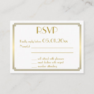 Carte D'accompagnement Petit Grand Gatsby Art Déco Mariage blanc RSVP