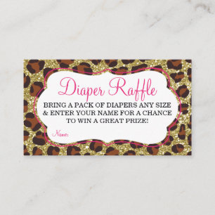 Carte D'accompagnement Petit Lady Diaper Raffle Ticket, Cheetah, Rose