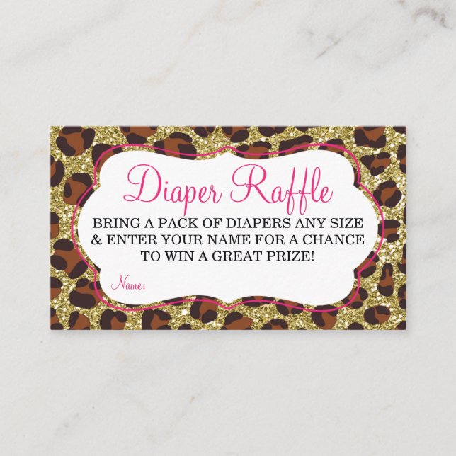Carte D'accompagnement Petit Lady Diaper Raffle Ticket, Cheetah, Rose (Devant)