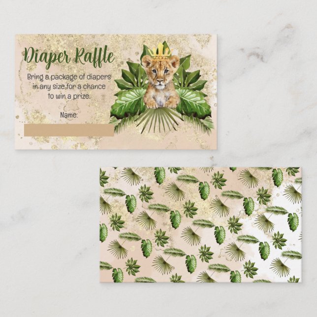 Carte D'accompagnement Petit Lion Cub Baby shower Tropical Déchets Raffle (Devant / Derrière)