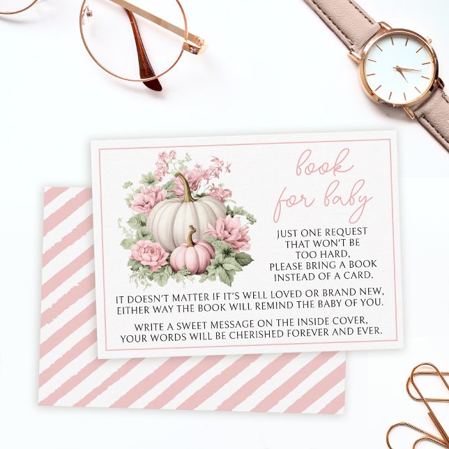 Carte D'accompagnement Petit livre citrouille rose pour bébé douche (Créateur téléchargé)