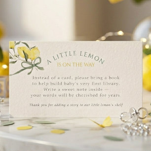 Carte D'accompagnement Petit Livre de Sage au Citron pour une Baby Shower