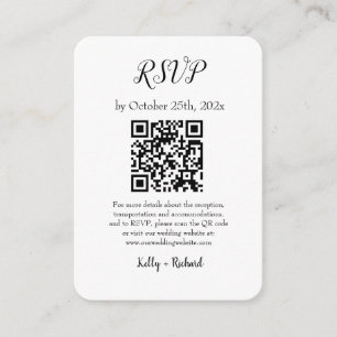 Carte D'accompagnement Petit mariage vertical blanc RSVP QR Code