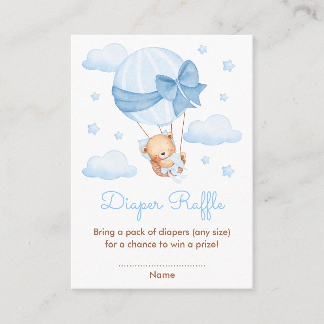 Carte D'accompagnement Petit ours Bear Blue Balloon Baby shower Déchets R (Devant)