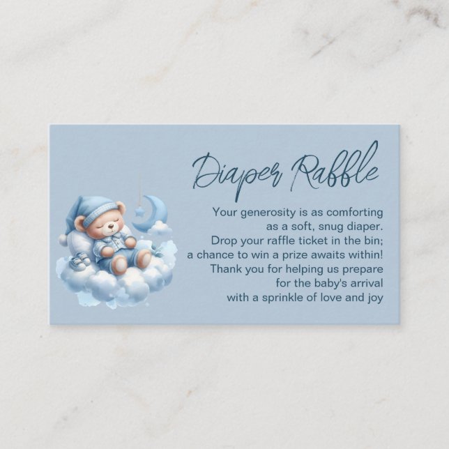 Carte D'accompagnement Petit ours endormi bébé bébé garçon douche raphia (Devant)