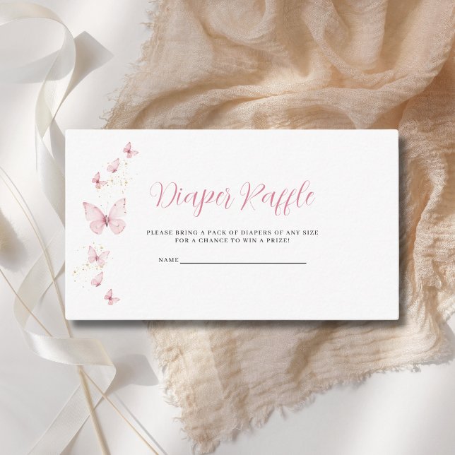 Carte D'accompagnement Petit Papillon Pink Diaper Baby shower (Créateur téléchargé)