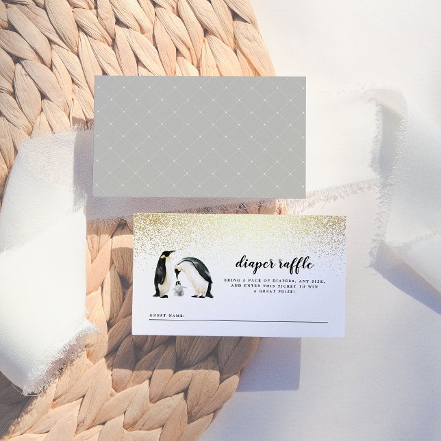 Carte D'accompagnement Petit pingouin | Baby shower d'hiver Raffin de cou (Créateur téléchargé)