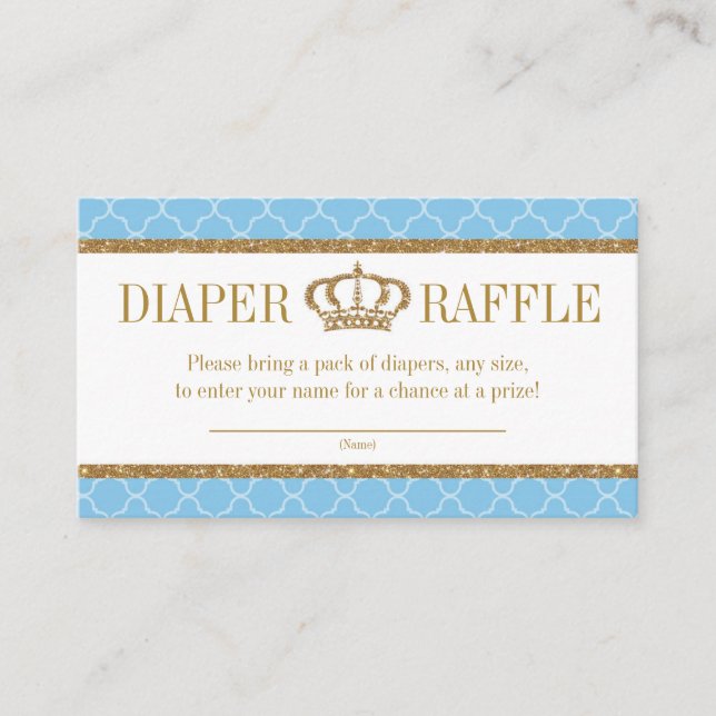 Carte D'accompagnement Petit Prince Royal Baby Blue & Gold Diaper Raffle (Devant)