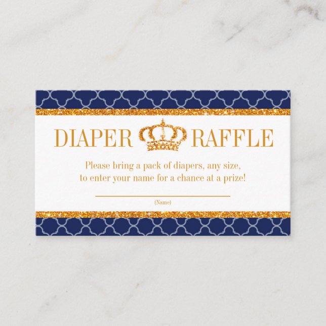 Carte D'accompagnement Petit Prince Royal Navy Blue & Gold Diaper Raffle (Devant)