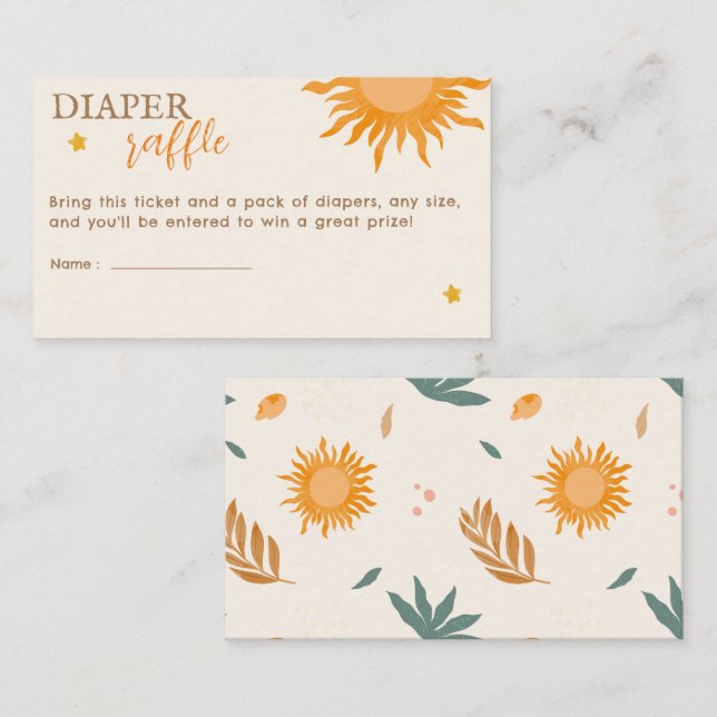Carte D'accompagnement Petit rayon de soleil Bouche Baby shower Raffle (Devant / Derrière)