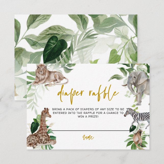 Carte D'accompagnement Petit sauvage un safari Baby shower Déchets Raffle (Devant / Derrière)
